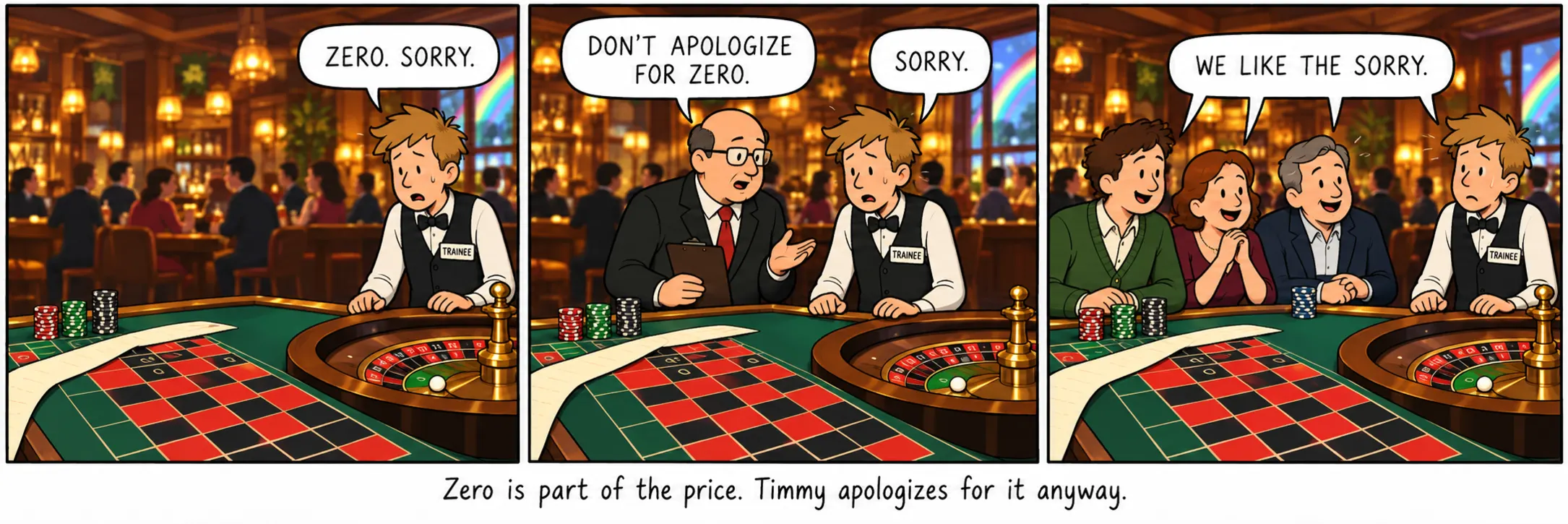 Sıfır qiymətin bir hissəsidir. Timmy yenə də buna görə üzr istəyir.